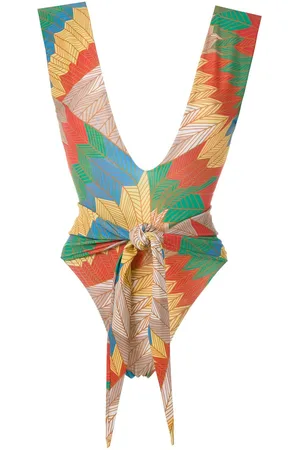 AMIR SLAMA Front tie printed swimsuit
