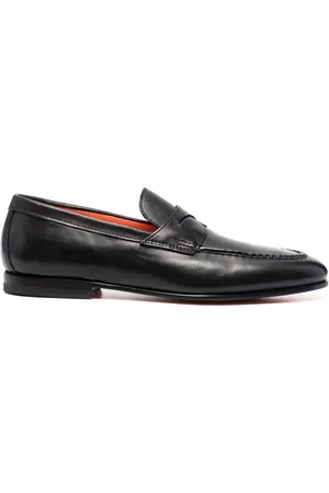 santoni Leather penny loafers