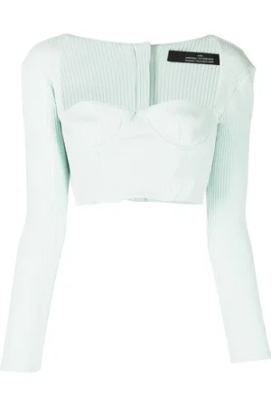 Rokh Ribbed sweetheart-neck top