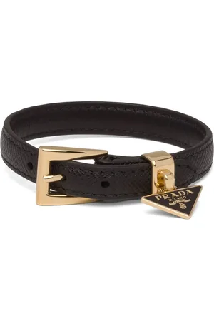 Prada Leather Bracelet ($300) ❤ liked on Polyvore featuring jewelry,  bracelets, black, prada jewelry, prada,… | Black leather jewelry, Leather  bangle, Prada jewelry