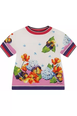 Dolce & Gabbana Short Sleeve - Floral-print fine knit T-shirt