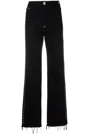 Philipp Plein Crystal-embellished wide jeans