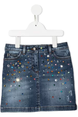 Dolce  Gabbana Short Denim Skirt With Branded Waistband In Multicolor   ModeSens