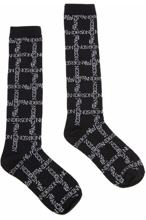 J.W.Anderson Logo grid-print socks