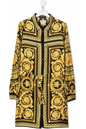 VERSACE Barocco Kids-print silk dress