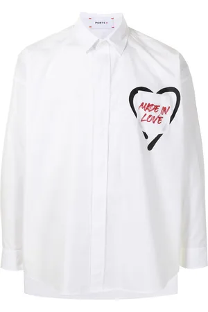 Ports V Slogan-print button-up shirt