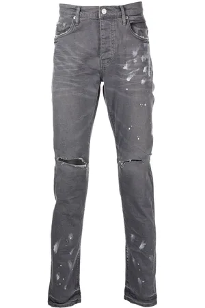 Purple Brand Distressed paint-splatter slim fit jeans
