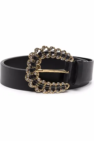 Maje Diamanté-buckle leather belt
