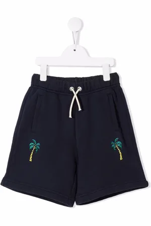 Palm Angels Embroidered palm-tree drawstring shorts