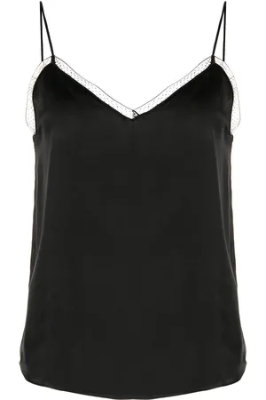 Paule Ka Lace-trimmed silk top