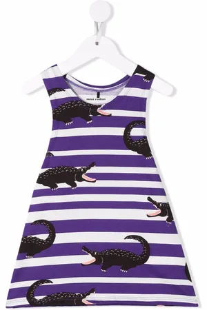 Mini Rodini Crocodile Stripe-print organic cotton dress