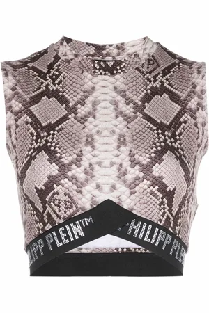 Philipp Plein Snakeskin-print cropped tank top