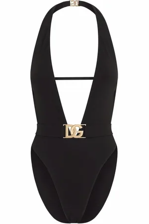 Dolce & Gabbana Plunge-neck belted swimsuit