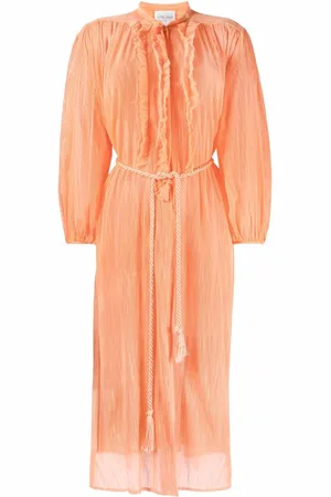 FORTE FORTE Belted ruffle-detail shirtdress
