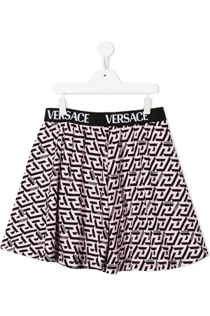 Versace Kids La Greca logo-jacquard shorts - Purple