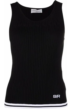 Sonia by Sonia Rykiel Logo-embroidered pointelle-knit tank top