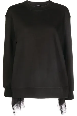 GOEN.J Lace-trim crew neck sweatshirt