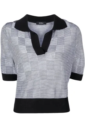 GOEN.J Checkerboard-print short-sleeved top