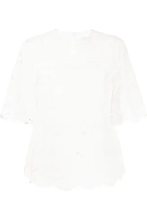 GOEN.J Broderie-anglaise floral knitted top