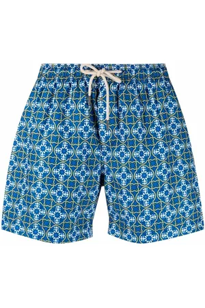PENINSULA SWIMWEAR Tile-print drawstring-waist swim shorts