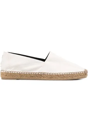 Saint Laurent Debossed Logo Leather Espadrille in Blue