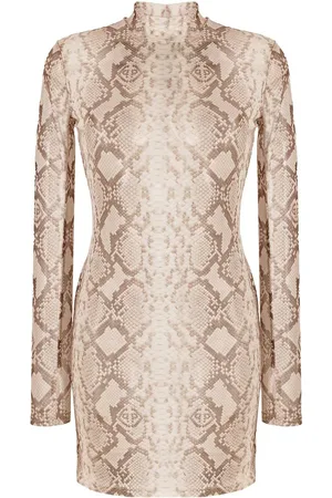Philipp Plein Snakeskin-print mock neck dress