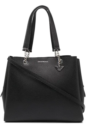 Emporio Armani Pebbled-effect logo-plaque tote bag