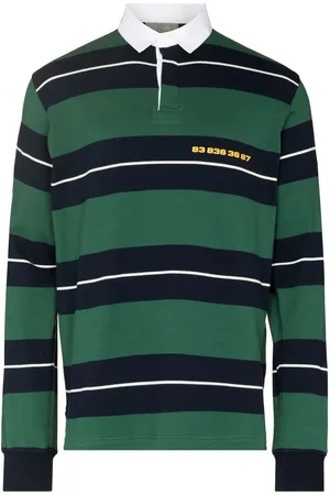 VTMNTS Barcode-print striped polo shirt