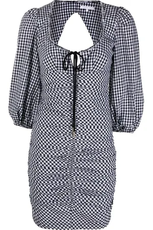 Patrizia Pepe Balloon-sleeve gingham-print dress