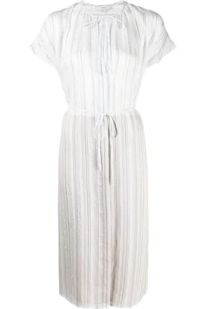 Vince Drapey stripe shirred dress