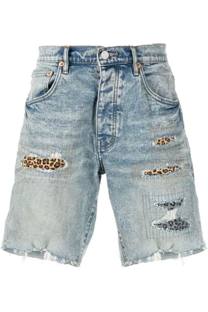 Purple Brand Distressed-effect knee-length denim shorts