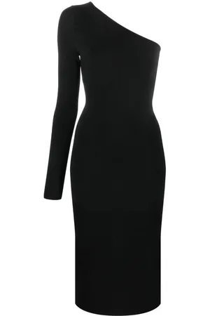 Victoria Beckham One shoulder ribbed midi dress