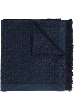 Salvatore Ferragamo Gancini pattern frayed scarf