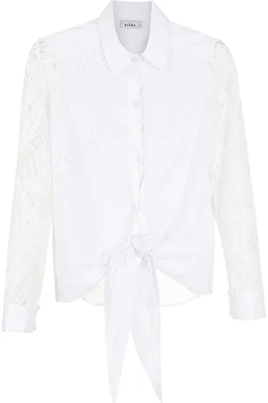 AMIR SLAMA Broderie-anglais lace panelled shirt