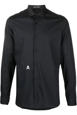 Philipp Plein Embroidered skull cotton shirt