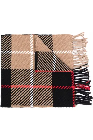MACKINTOSH Check-pattern fringed-edge scarf