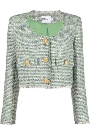 Self-Portrait Tweed scoop-neck jacket