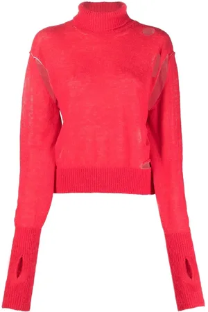 Maison Margiela Distressed high-neck jumper