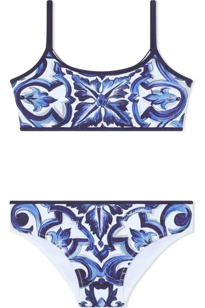 Dolce & Gabbana Majolica-print scoop-neck bikini