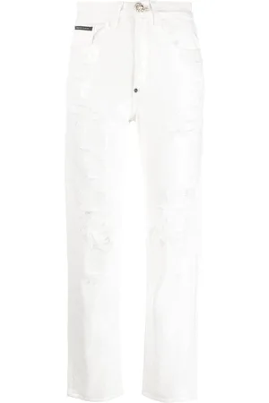Philipp Plein Paillettes Mom-fit distressed jeans