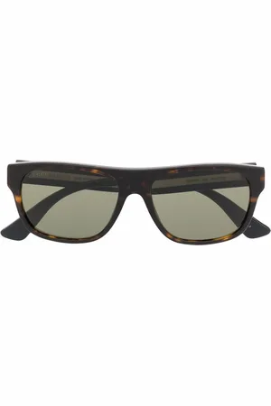 Gucci Sylvie Web stripe tortoiseshell rectangle-frame sunglasses
