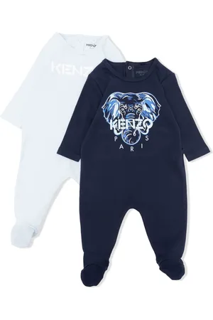 Kenzo Kids tiger-print ruffled-detail pyjamas - White
