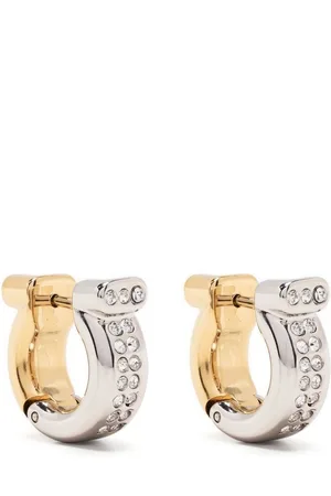 Salvatore Ferragamo Gancini crystal-embellished hoop earrings