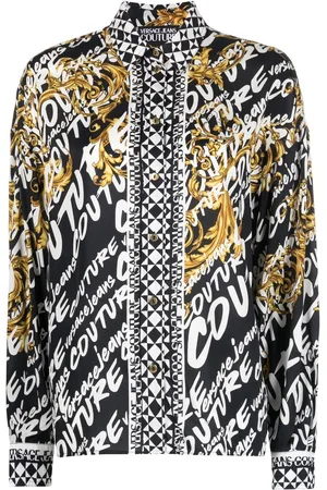 VERSACE Brushed logo-print long-sleeve shirt