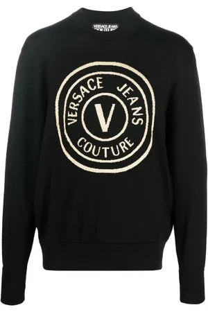 VERSACE Logo-print wool jumper