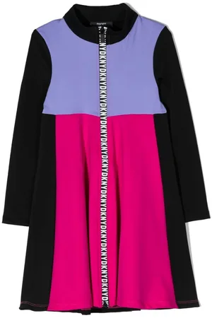 DKNY Logo-print colour block dress