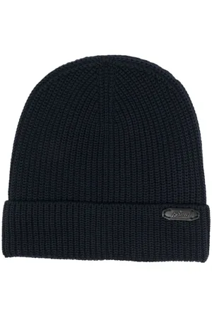 BRIONI Logo-patch ribbed knit hat