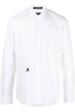 Philipp Plein Embroidered skull cotton shirt