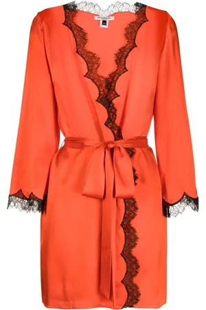 Gilda & Pearl Lace-trim tie-fastening robe