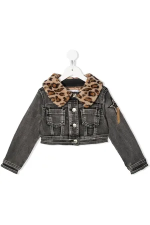 MONNALISA Detachable-collar denim jacket